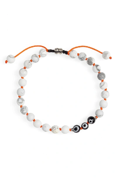 Jonas Studio Hand Knotted Howlite Bead Bracelet In White/ Orange