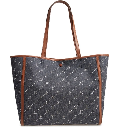 Stella Mccartney Logo Canvas Tote - Blue In Navy