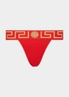 Versace Greca Border Thongs In Red