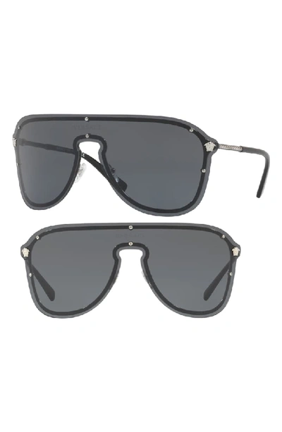 Versace 144mm Shield Sunglasses - Silver