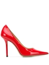 Jimmy Choo Love 100 Patent Leather Pumps In Red