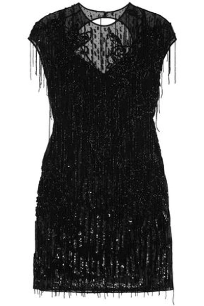 Zuhair Murad Woman Open-back Embellished Silk-blend Tulle Mini Dress Black
