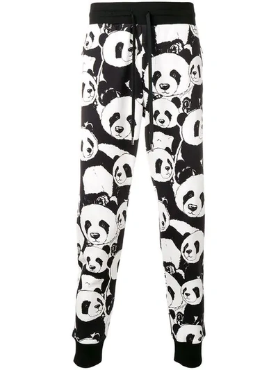 Dolce & Gabbana Panda Print Track Pants In Black
