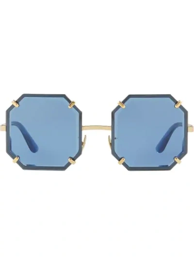 Dolce & Gabbana Rimless Beveled Square Metal Sunglasses In Gold