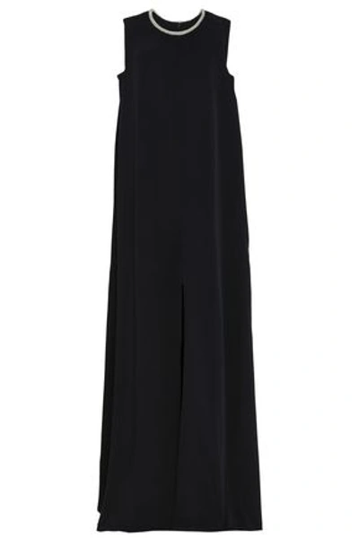 Monique Lhuillier Woman Split-front Embellished Woven Maxi Dress Black