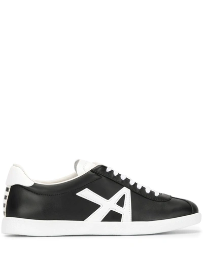 Aquazzura The A Two-tone Leather Sneakers In Black/white