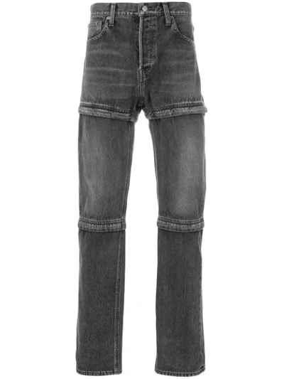 Balenciaga Zip-embellished Regular-fit Straight Jeans In Gray