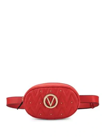 Valentino By Mario Valentino Leather Belt Bag In Red Currant