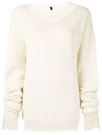 Ben Taverniti Unravel Project Off-white Waffle Hybrid Jumper In Neutrals