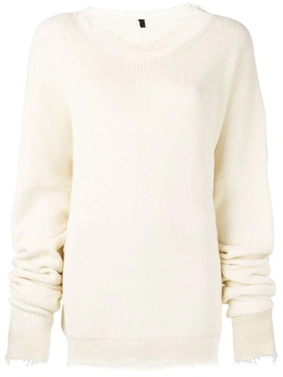 Ben Taverniti Unravel Project Off-white Waffle Hybrid Sweater In Neutrals