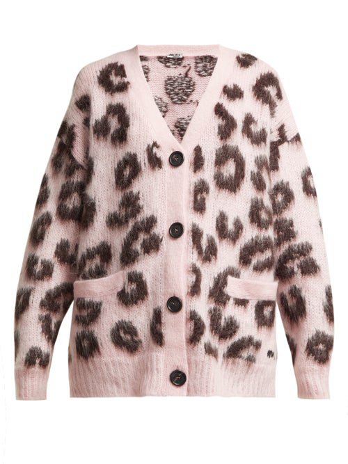 miu miu pink leopard cardigan