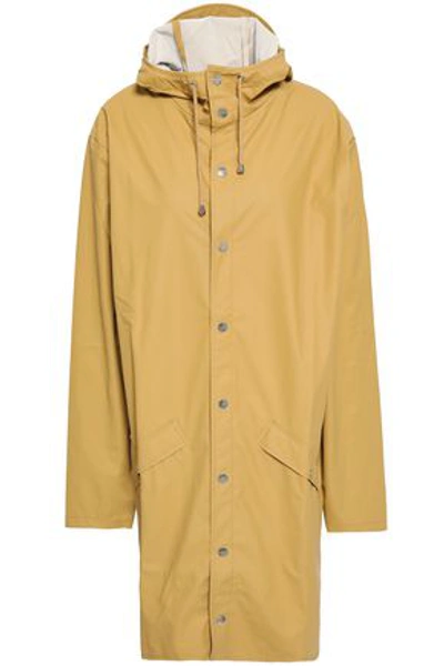 Rains Woman Coated Shell Hooded Raincoat Mustard