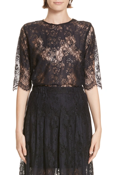 Roseanna Martial Lace Top In Marine