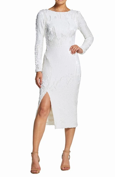 Dress The Population Natalie Sequin Sheath Dress In White