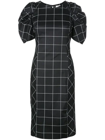 Milly Check Sheath Dress In Black