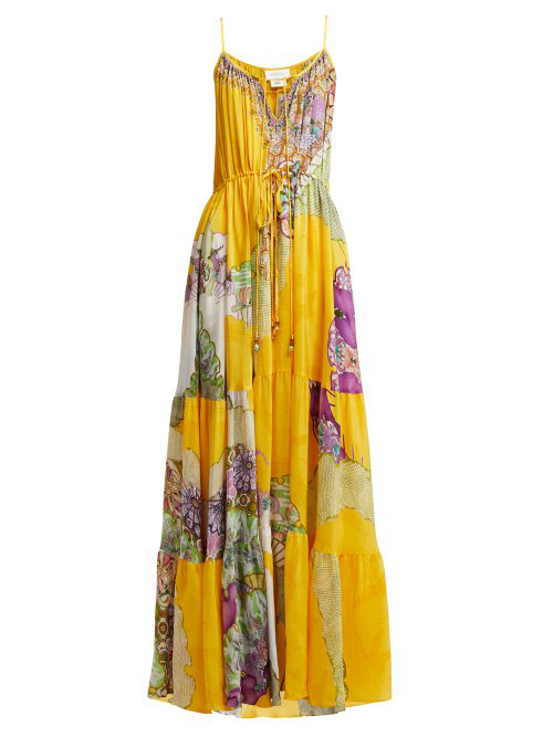 Camilla - Golden Years Silk Maxi Dress - Womens - Yellow Multi | ModeSens