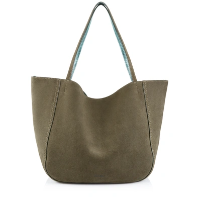 Jimmy Choo Stevie Tote Reversible Vine And Cool Mint Suede And Nappa Metallic Nappa Tote Bag In Vine/cool Mint