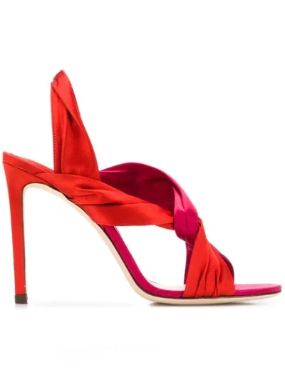 Jimmy Choo Lalia 100 Chilli Mix Satin Heels With Intertwined Upper In Red