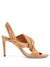 Jimmy Choo Lalia 85 Twisted Leather Slingback Sandals In Caramel