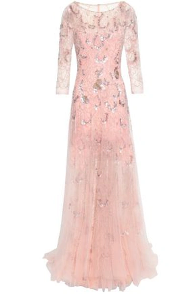 Jenny Packham Woman Embellished Tulle Gown Blush