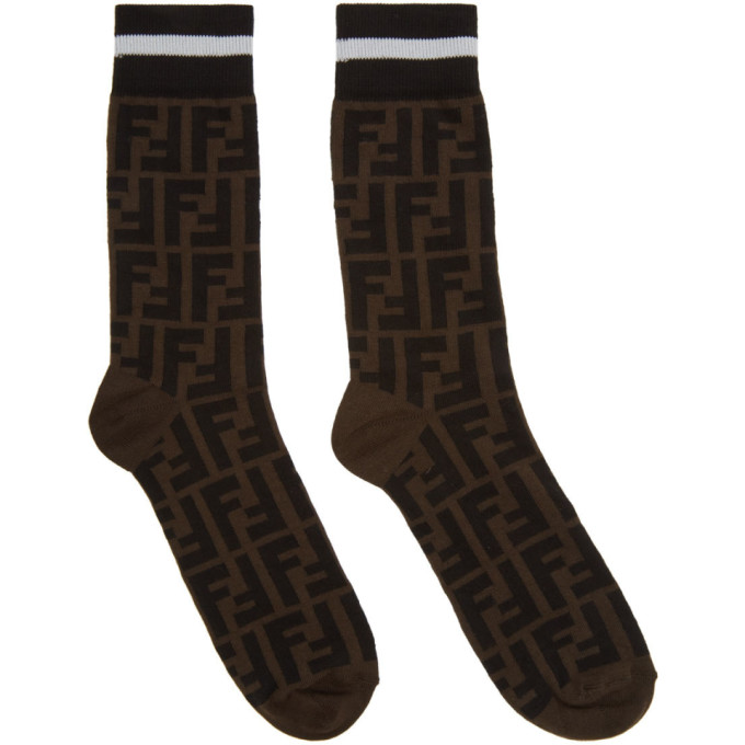Fendi Black And Brown Forever Socks In F13D6.Tabac | ModeSens