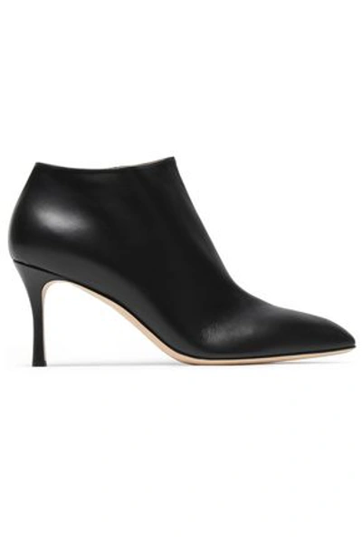 Sergio Rossi Leather Ankle Boots In Black