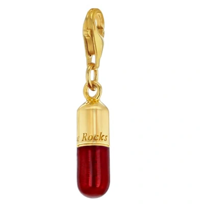 True Rocks Red Enamel &18 Carat Gold Plated Pill Charm