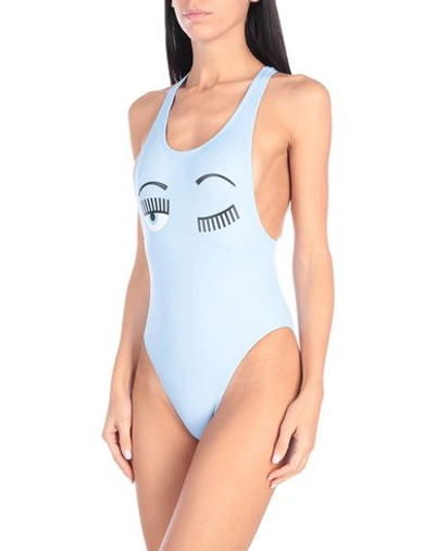 Chiara Ferragni One-piece Swimsuits In Sky Blue