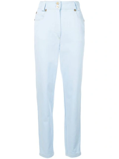 Versace High-rise Slim-leg Jeans In Blue