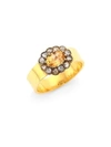 Renee Lewis Pink Sapphire & Antique Diamond 18k Gold Ring
