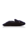 Tibi Colin Shearling Mules In Navy