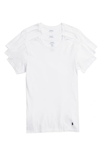 Polo Ralph Lauren Men's Undershirt, Slim Fit Classic Cotton Crews 3 Pack In White