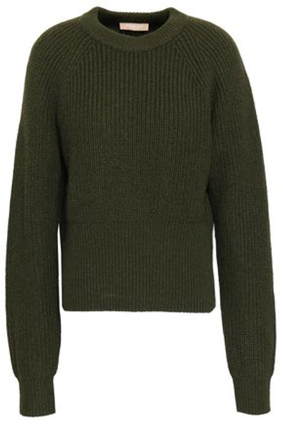 Michael Kors Collection Woman Ribbed Cashmere And Mohair-blend Sweater Army Green