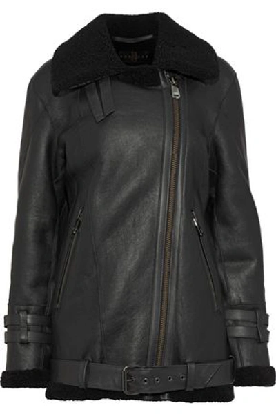 Dom Goor Shearling Biker Jacket In Black
