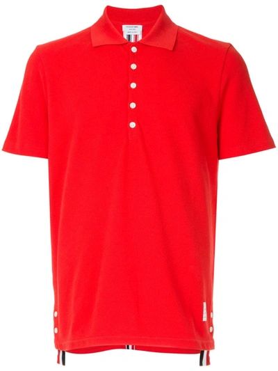 Thom Browne Center-back Stripe Polo Shirt In Red