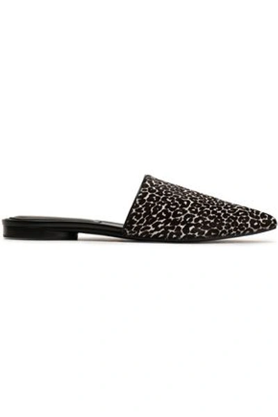 Michael Kors Collection Woman Leopard-print Calf Hair Slippers Black