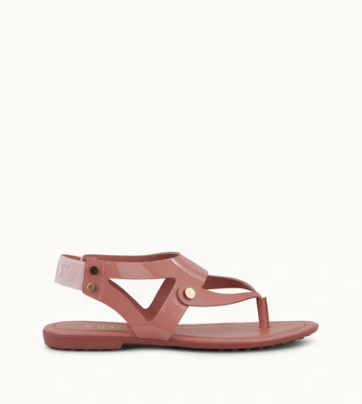 Tod's Sandals In Patent Leather And Leather In Pink