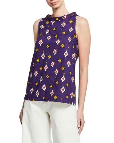 Aspesi High-neck Sleeveless Multi-patterned Cotton Top In Multi Pattern