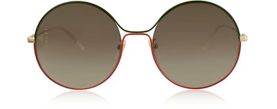 Gucci Sunglasses Aviator Metal Sunglasses In Gold,brown