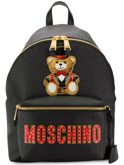 Moschino Black Teddy Bear Backpack W & Teddy Circus Patch