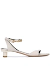 Tibi Nathan Chainlink Leather Kitten Heel Sandals In White