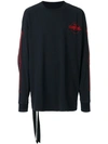 Ben Taverniti Unravel Project Bones Embroidered Cotton Sweatshirt In Black Red