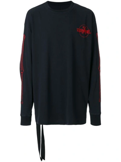 Ben Taverniti Unravel Project Bones Embroidered Cotton Sweatshirt In Black Red