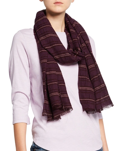 Eileen Fisher Washed Organic Cotton Rows Scarf In Cassis