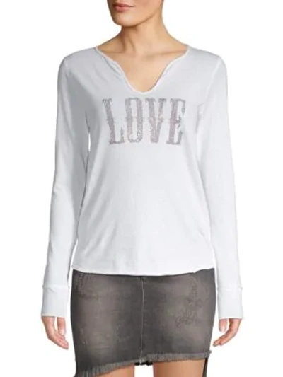Zadig & Voltaire Women's Embellished V-neck Cotton Top In White