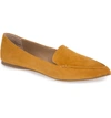 Steve Madden Feather Loafer Flat In Mustard Suede