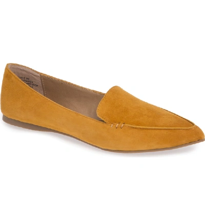 Steve Madden Feather Loafer Flat In Mustard Suede