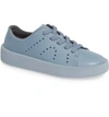 Camper Courb Perforated Low Top Sneaker In Medium Blue Leather