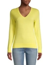 Saks Fifth Avenue Cotton, Silk & Cashmere Blend V-neck Sweater In Sun Yellow