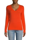 Saks Fifth Avenue Cotton, Silk & Cashmere Blend V-neck Sweater In Red Nectar